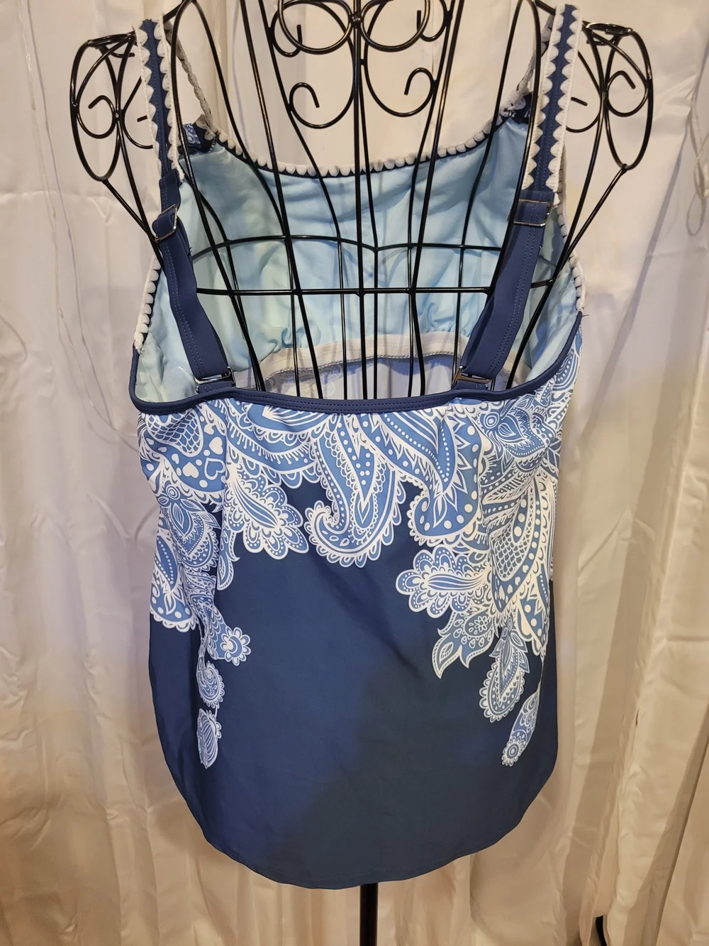 Amazon Navy and White Paisley Swim Camisole